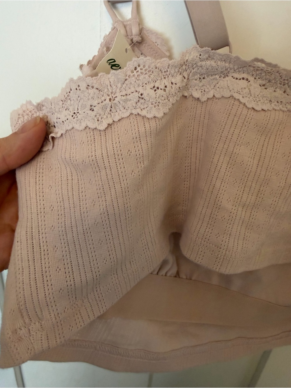Aerie Pointelle Lace Trim Longline Bralette XL NWT Cotton Spandex - Picture 9 of 9